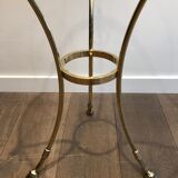 Neoclassical style tripod pedestal table in brass and round glass top in the taste of the House