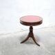 Vintage English pedestal table in wood and leather