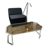 Octagonal chrome and brass coffee table - 1970