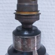 Art Deco metal lamp base with black and silver patina