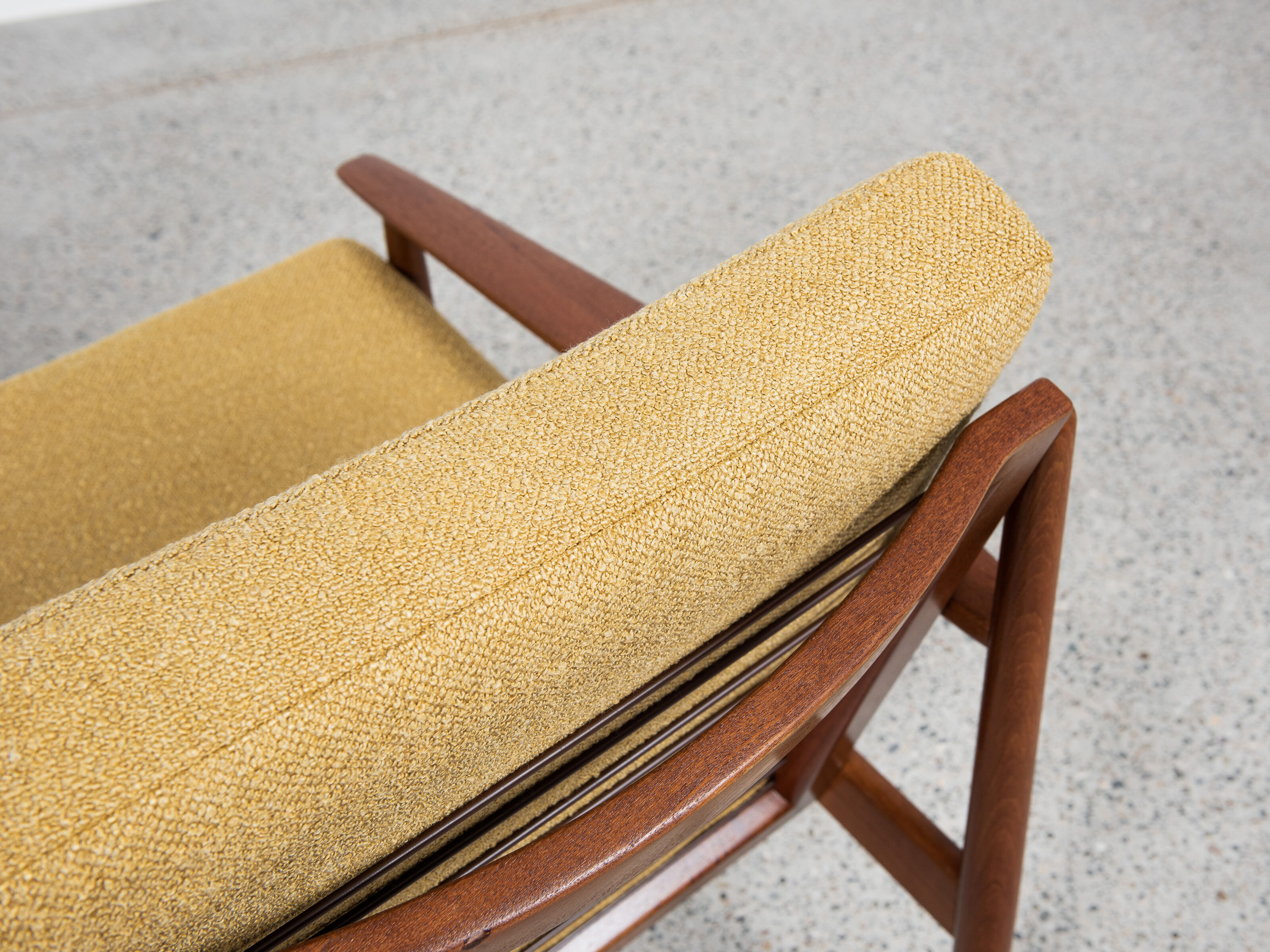 Midcentury Danish pair of easy chairs in teak by Arne Vodder for Glostrup
