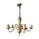 Vintage Dutch brass chandelier 5 branches