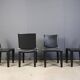 Chaises de salle à manger en cuir noir par Arper Italie, années 1980 - lot de 4