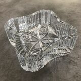 Ashtray crystal cup with patterns of massive square shape 16 cm