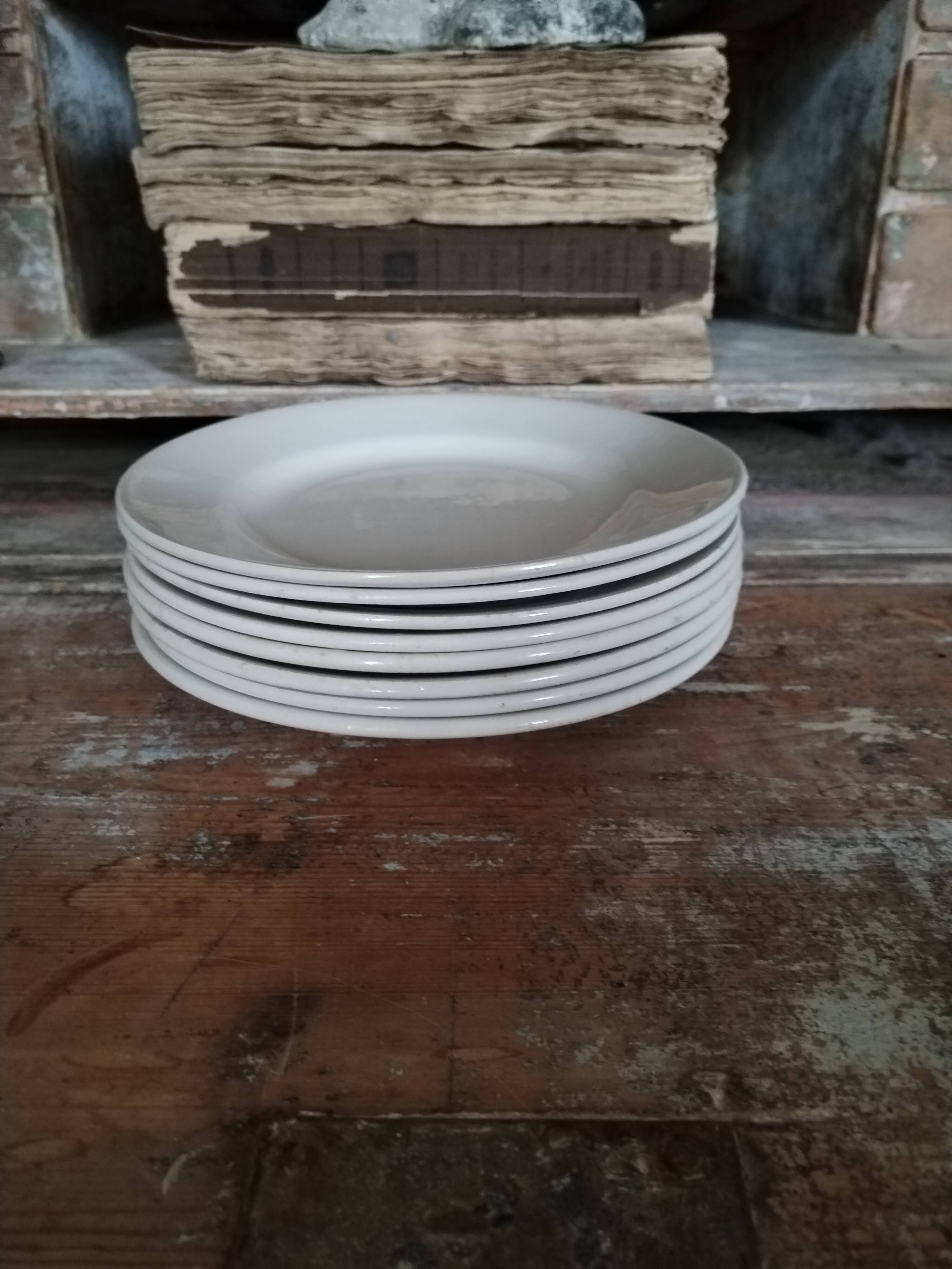 Set of 8 earthenware dessert plates Moulin des Loups 19th