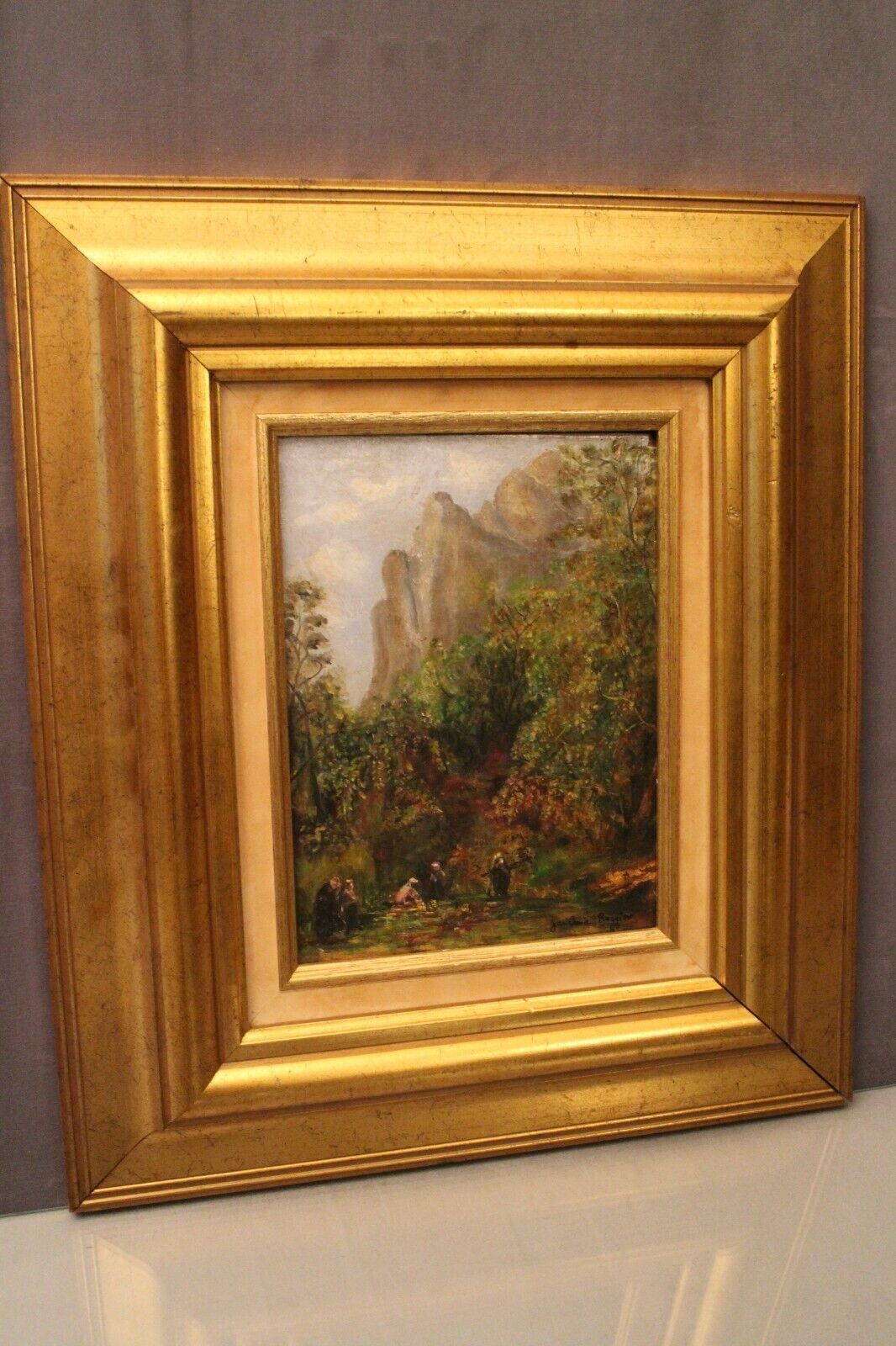 Oil painting on panel Ruggiero animated orientalist landscape Orientalism