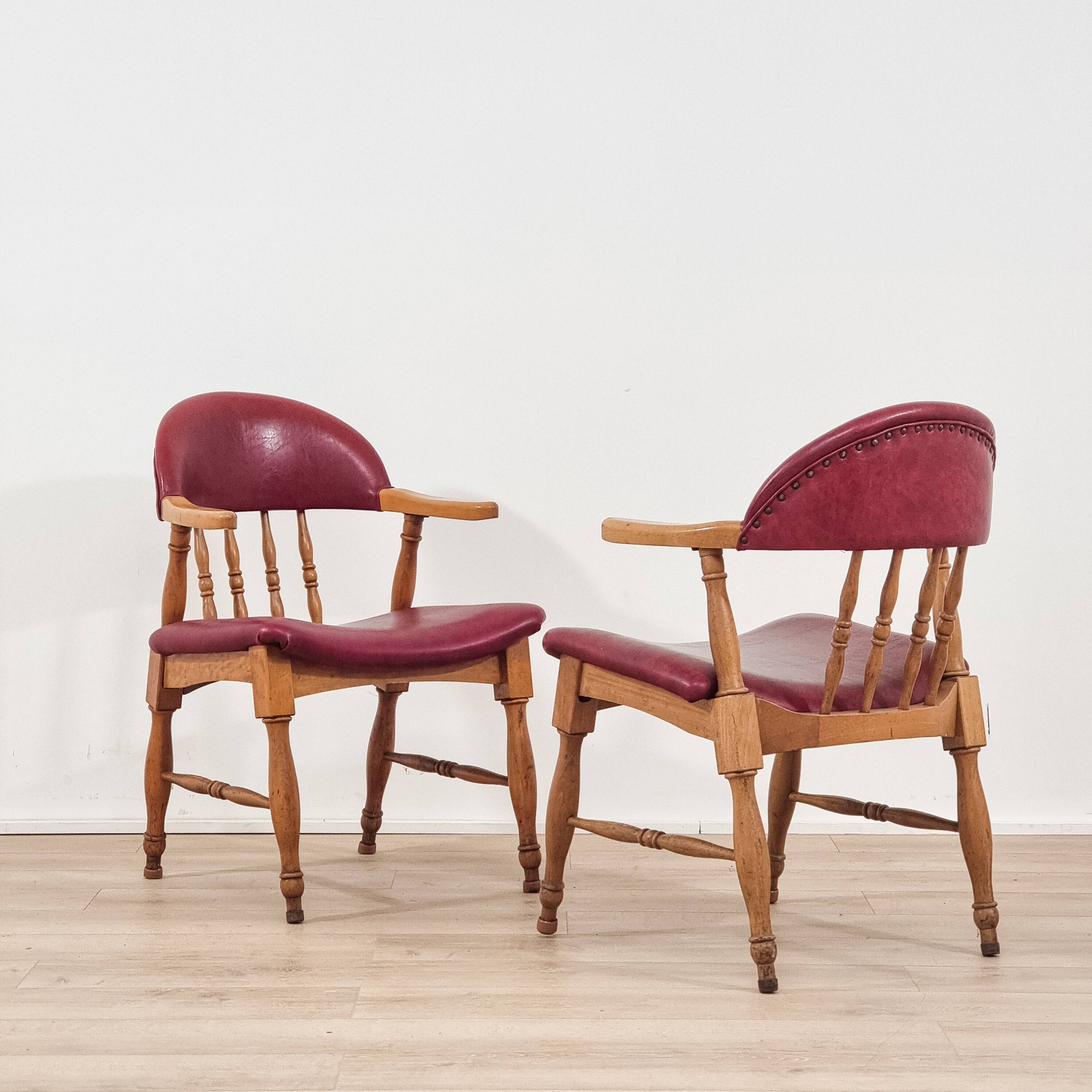 Paire de fauteuils en bois des années 1950