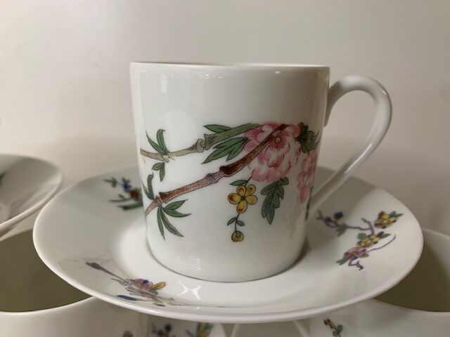 Set of 5 espresso coffee cups in Limoges Haviland porcelain