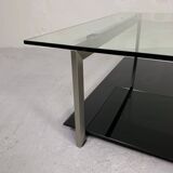 Glass coffee table 110 x 110 cm in the style of Rolf Benz and Metaform