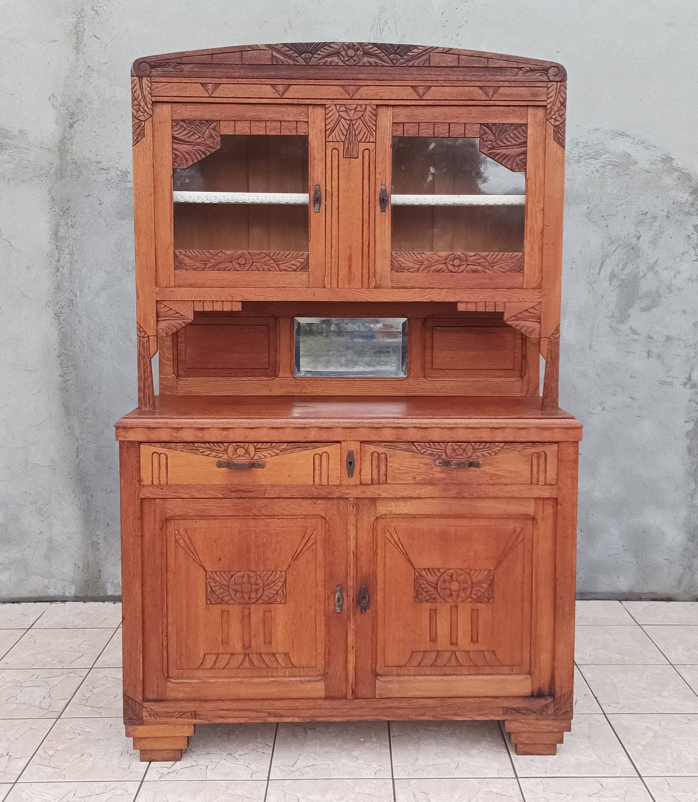 Art Deco period carved oak sideboard