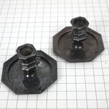 Pair of metal candlesticks