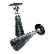 Set of 2 antique cut crystal champagne flutes from Baccarat 1900