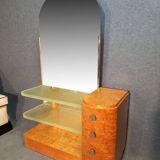 Art Deco dressing table in light wood and glass slabs