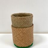 Pair of small rattan pot baskets