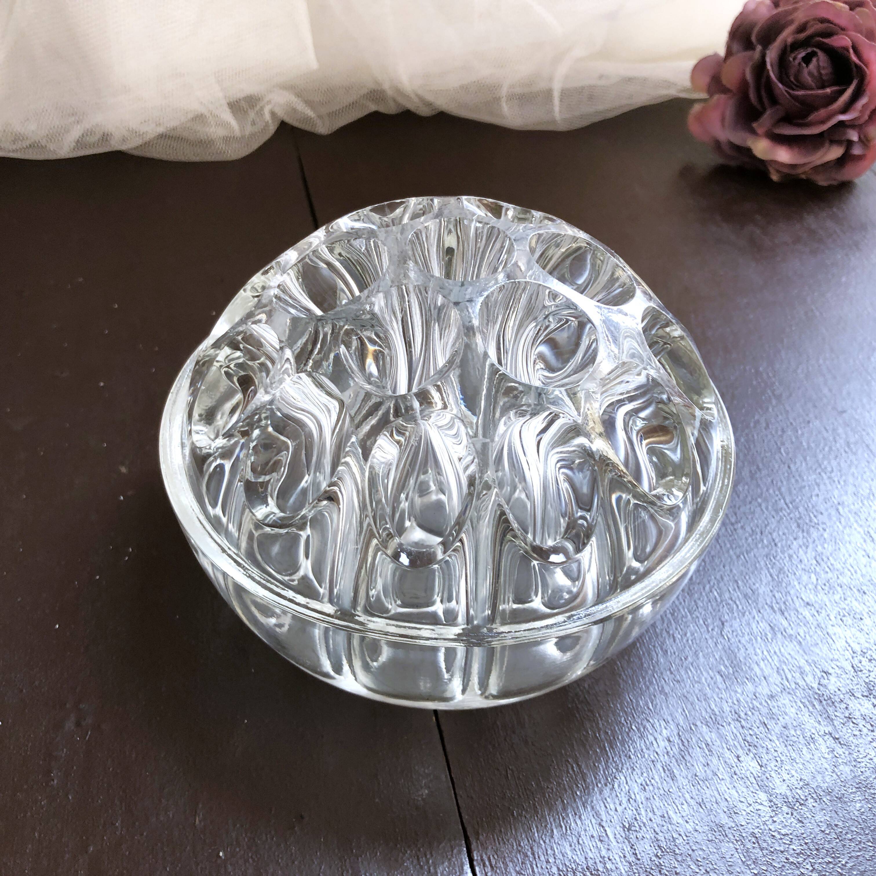 Vase pique-fleurs boule verre épais style art Déco