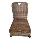 Fauteuil pliant de pique-nique en rotin vintage