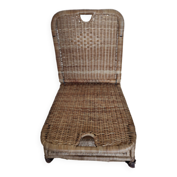 Vintage rattan folding picnic chair