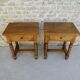 Pair of solid oak bedside tables with carved legs