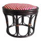 Rattan stool and fabric cushion – 80s/90s