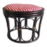 Tabouret en rotin et coussin tissus – années 80/90