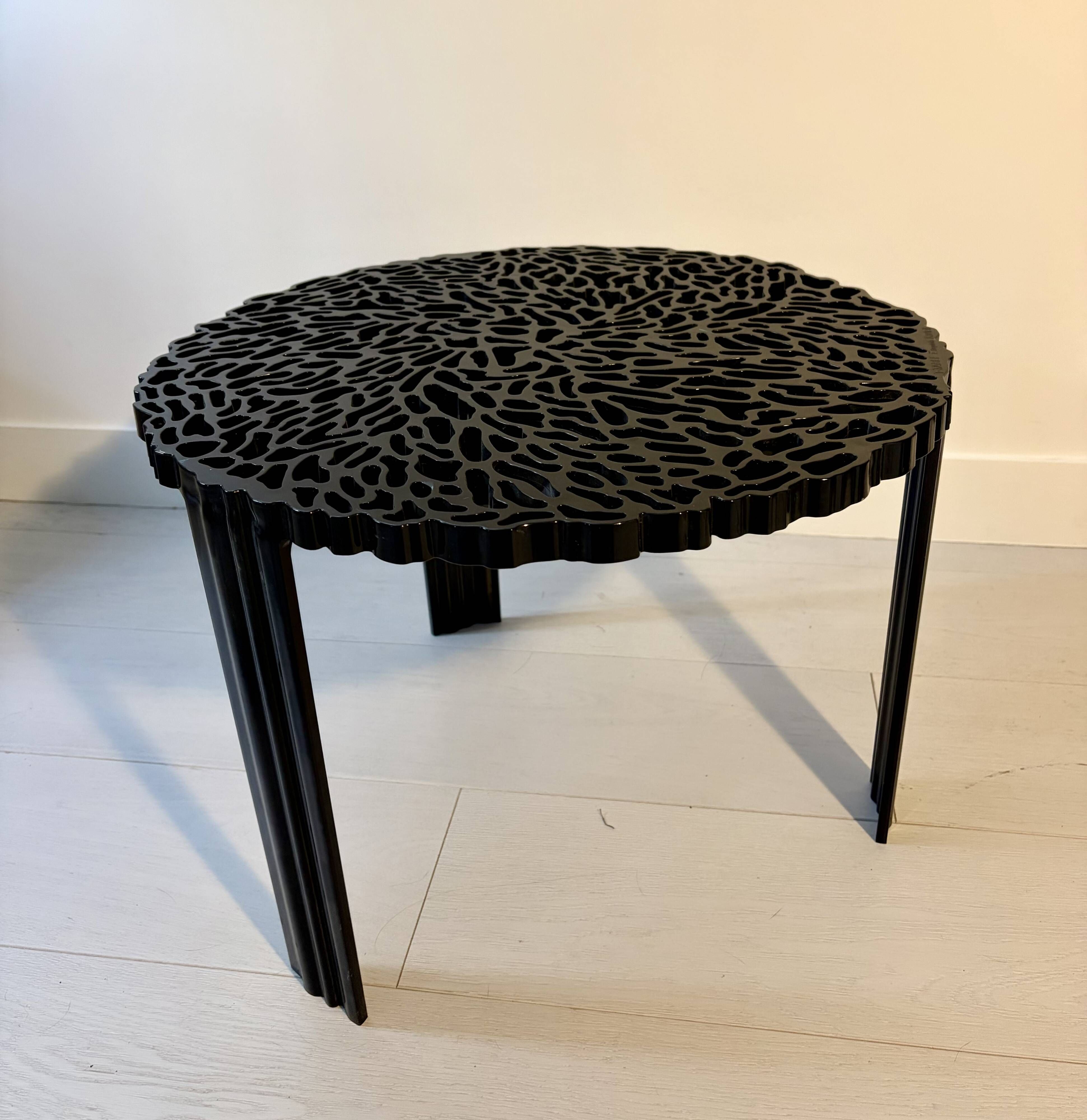 T-Table coffee table by Kartell in black, designed by Patricia Urquiola.