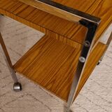 Formica, wood and chrome rolling trolley, 1970s