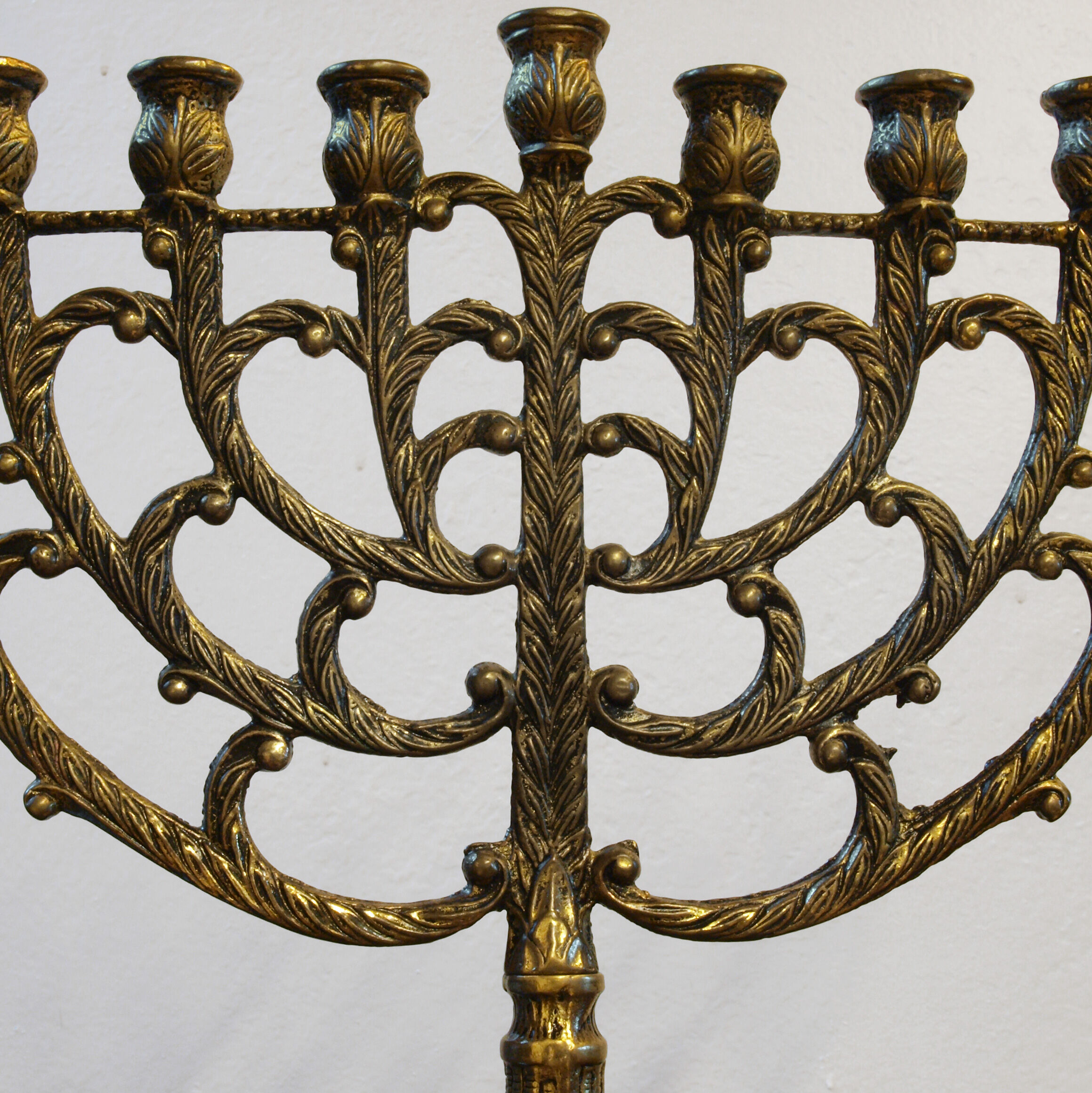Menorah Hanukkah Brass Chandelier by Tamar