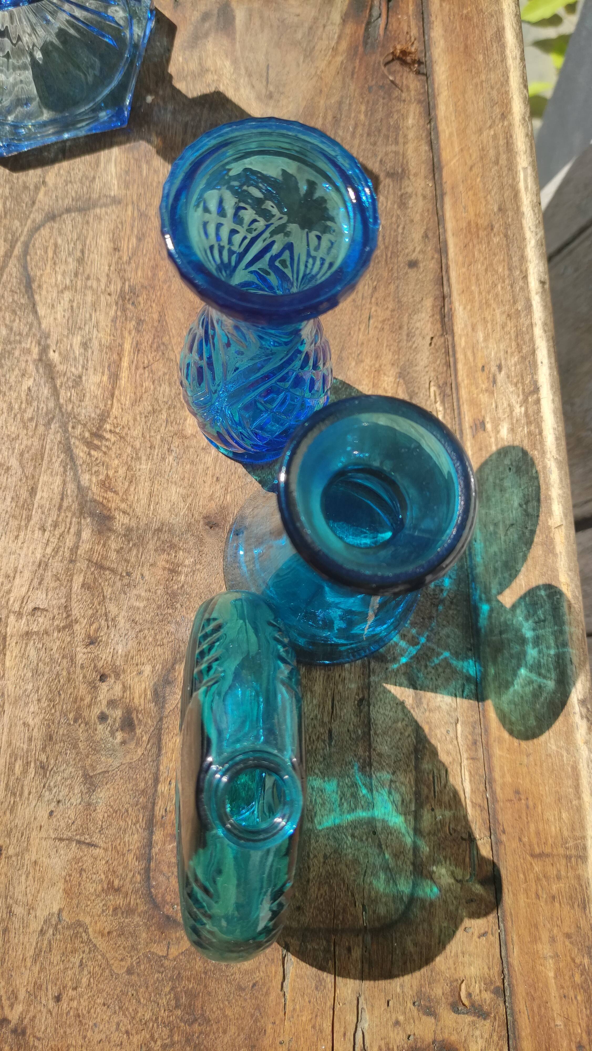 Vases and vintage soliflore blue and turquoise