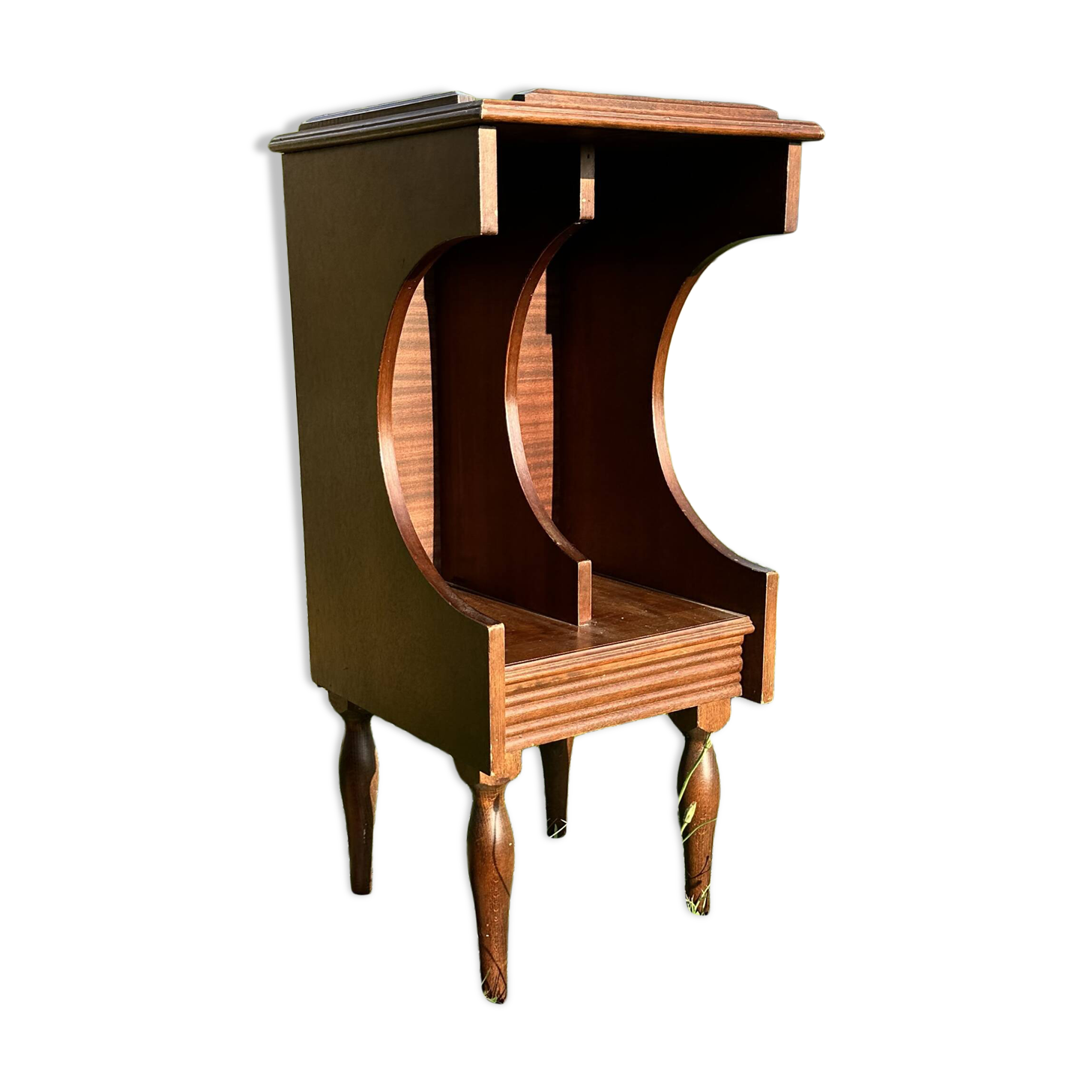 Vintage Dark Brown Wood Side Table - Vinyl Record Book Holder