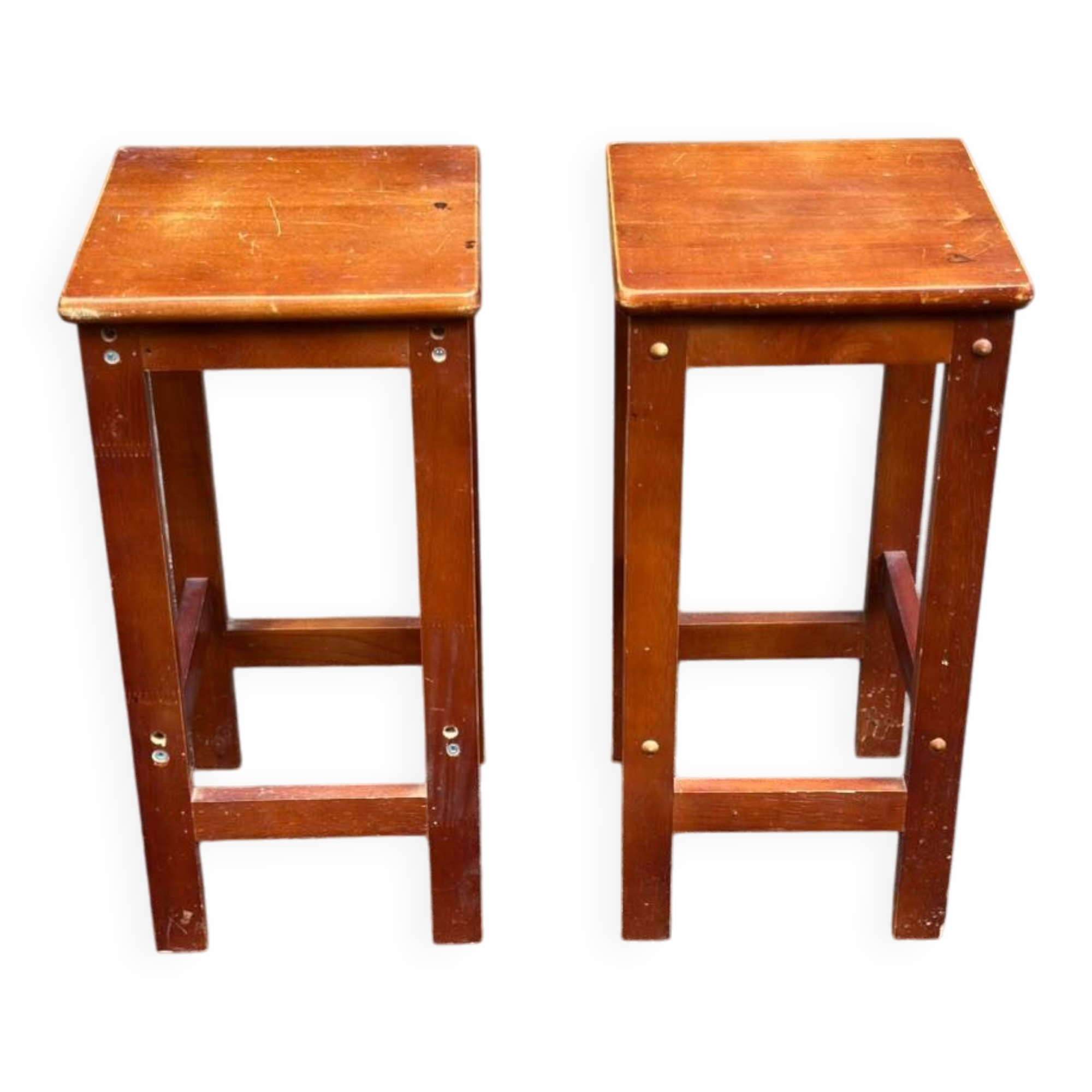 Pair of bar stools / central island in solid wood (H 59 cm)
