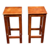 Pair of bar stools / central island in solid wood (H 59 cm)