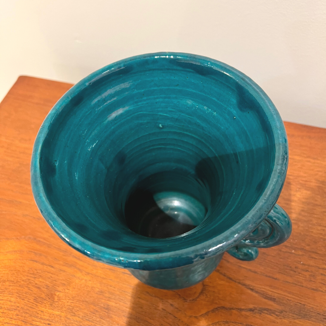 Vase in green enamelled green Jean Austruy