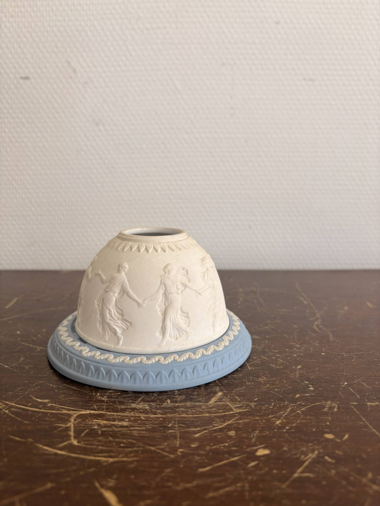 Wedgwood Blue and White Jasperware Candle Holder Vintage English Ceramics