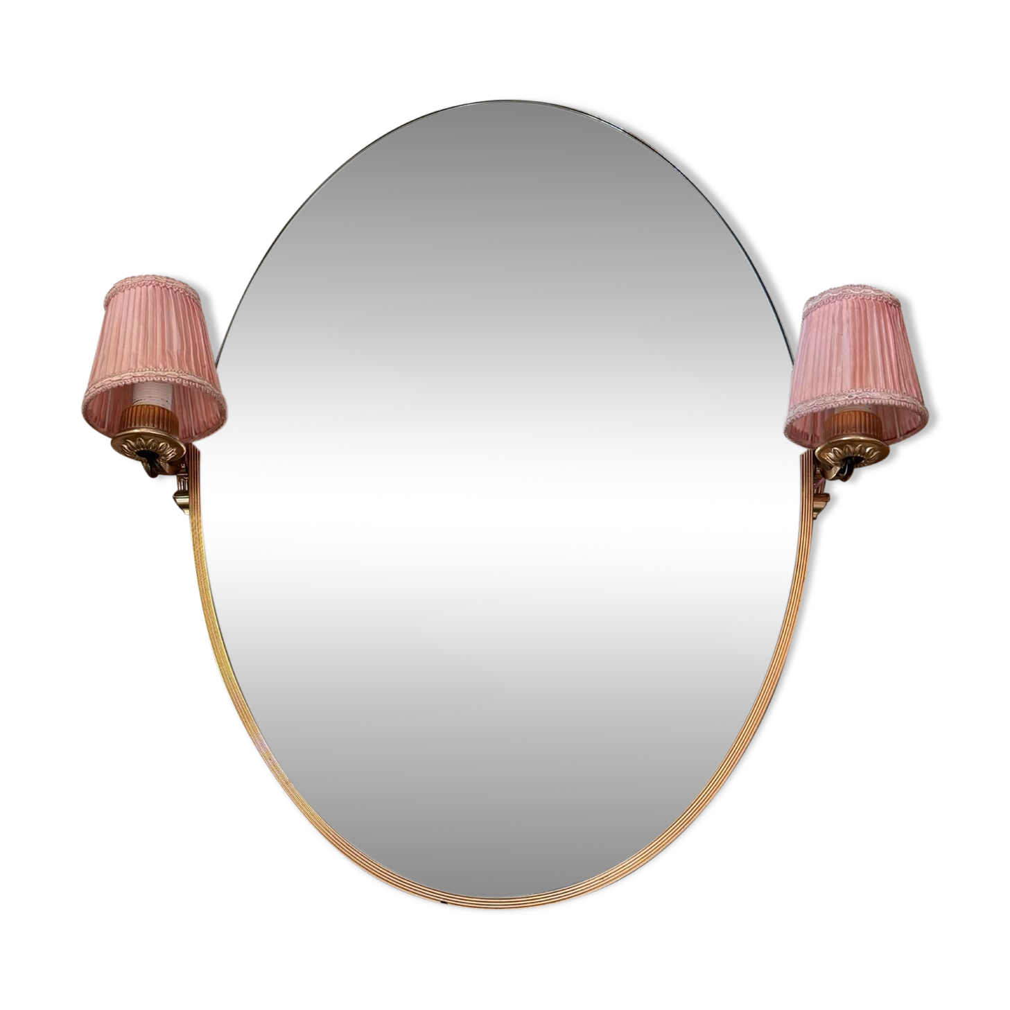 Oval illuminated brass mirror from the 70s