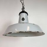 Industrial Grey Enamel Factory Pendant Lamp, 1960s
