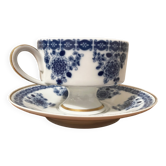 Tasse à thé en porcelaine Wallendorf avec soucoupe, Echt Kobalt, motif fleur bleue, vaisselle est-allemande des années 50