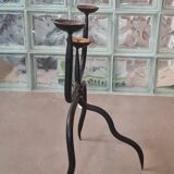 Brutalist wrought iron candle holder