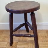 Artisanal brutalist tripod wooden stool