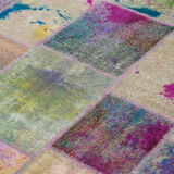 Handmade oriental 204 cm x 300 cm multicolor patchwork carpet