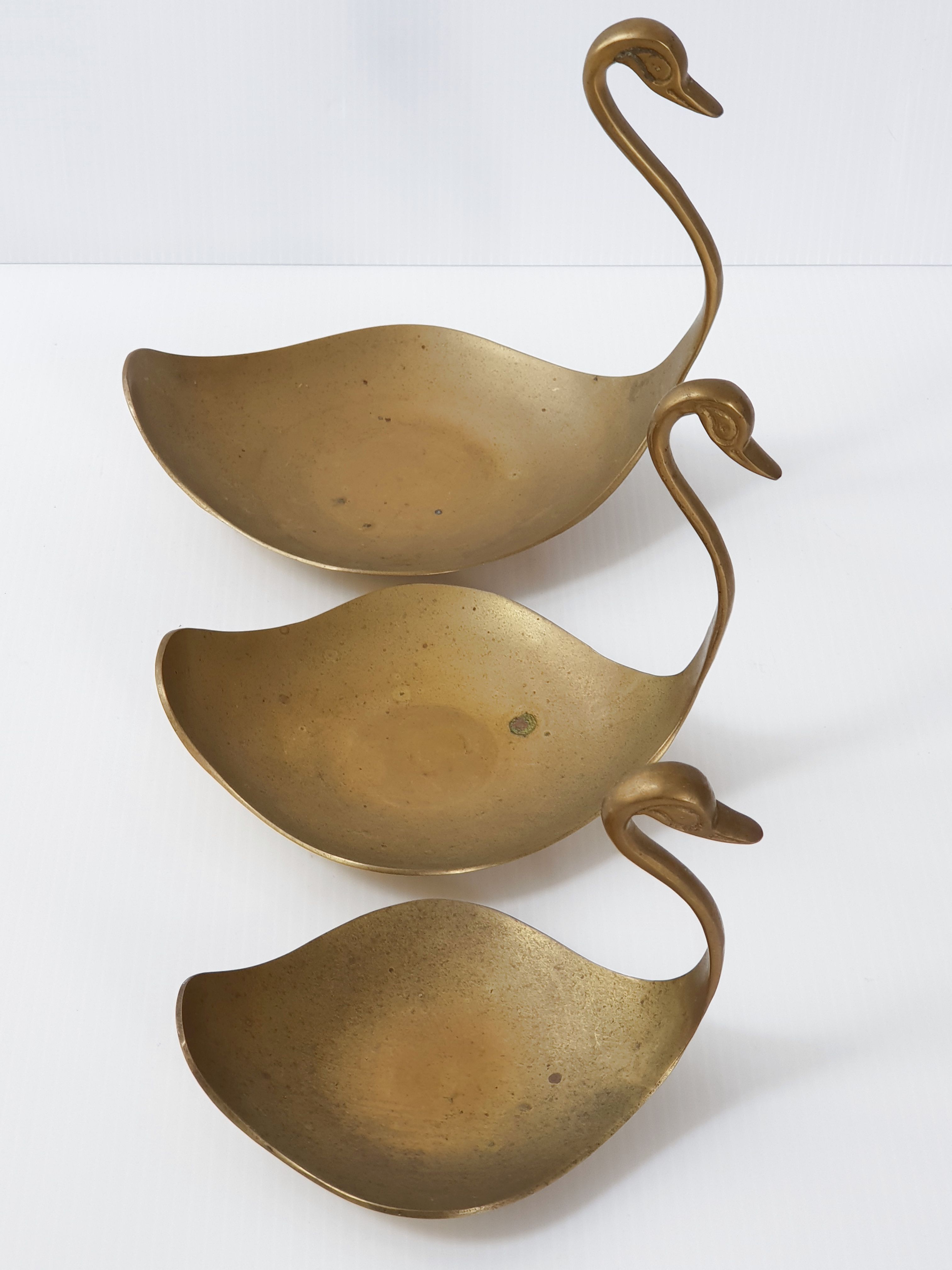 Suite de 3 vide-poches cygnes 1970 vintage