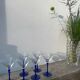6 blue glass cocktail glasses, 1980