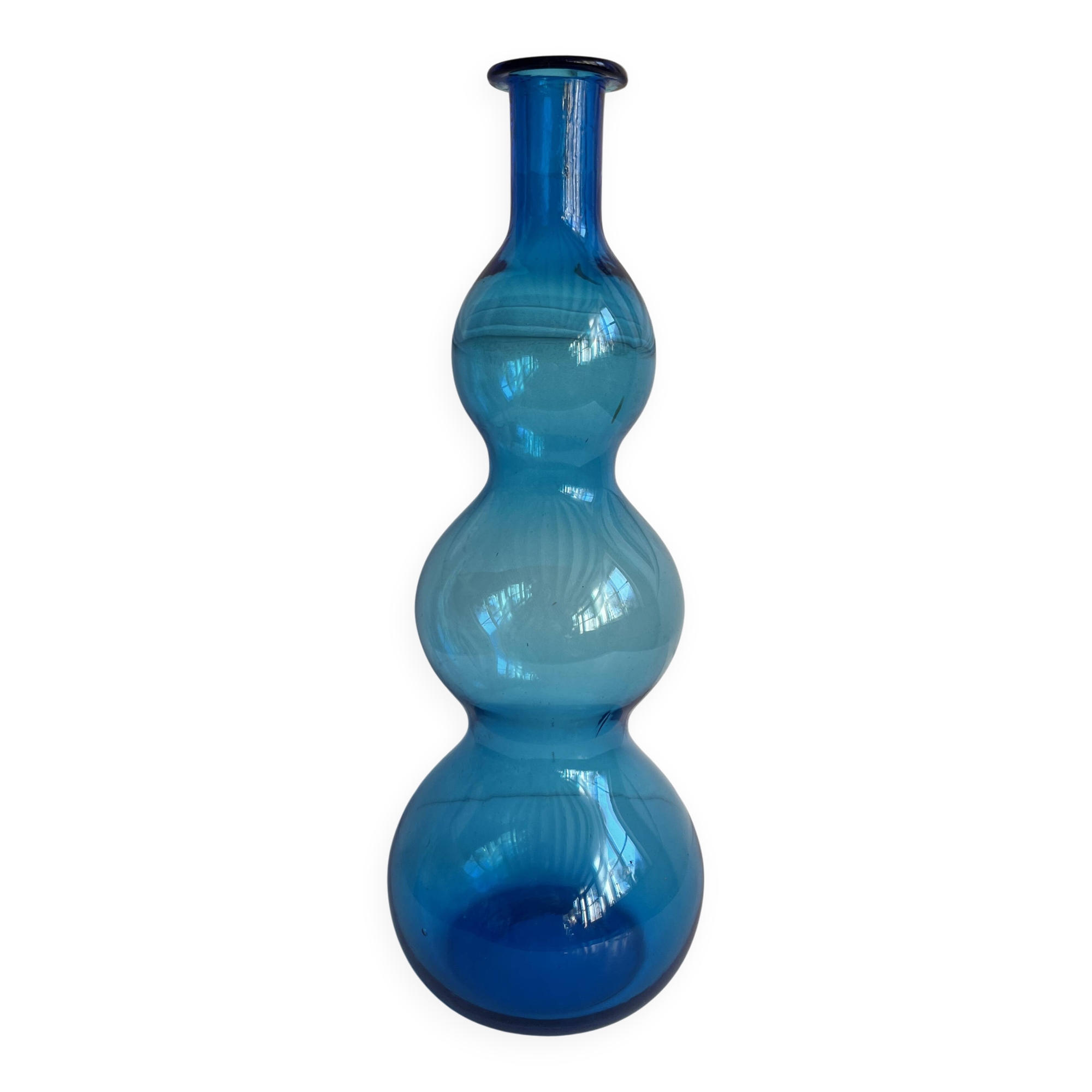 Blue blown glass vase