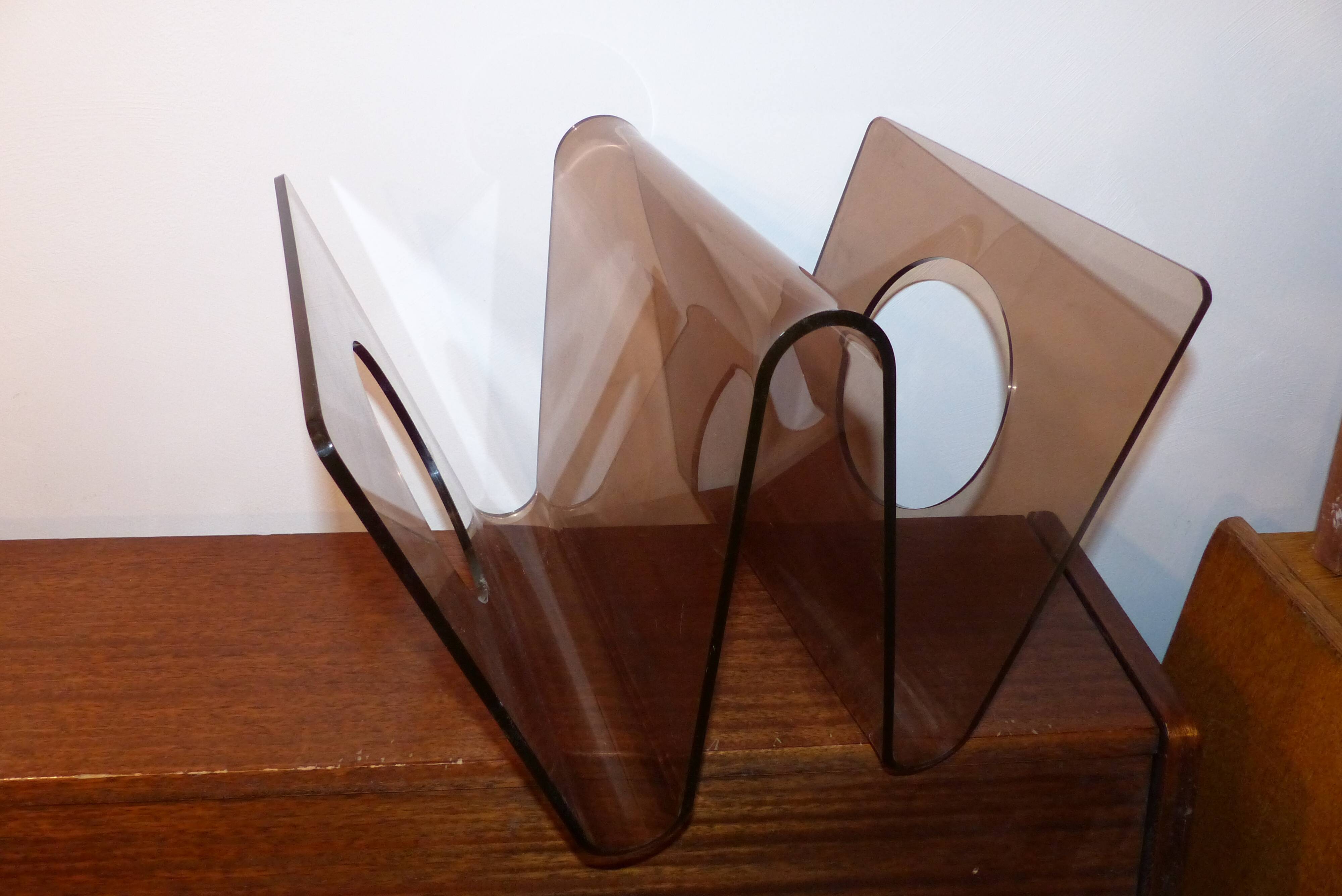 70s smoked Plexiglas magazine door