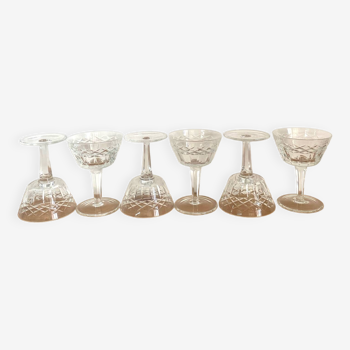 Service of chiseled champagne glasses - vintage
