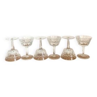 Service of chiseled champagne glasses - vintage