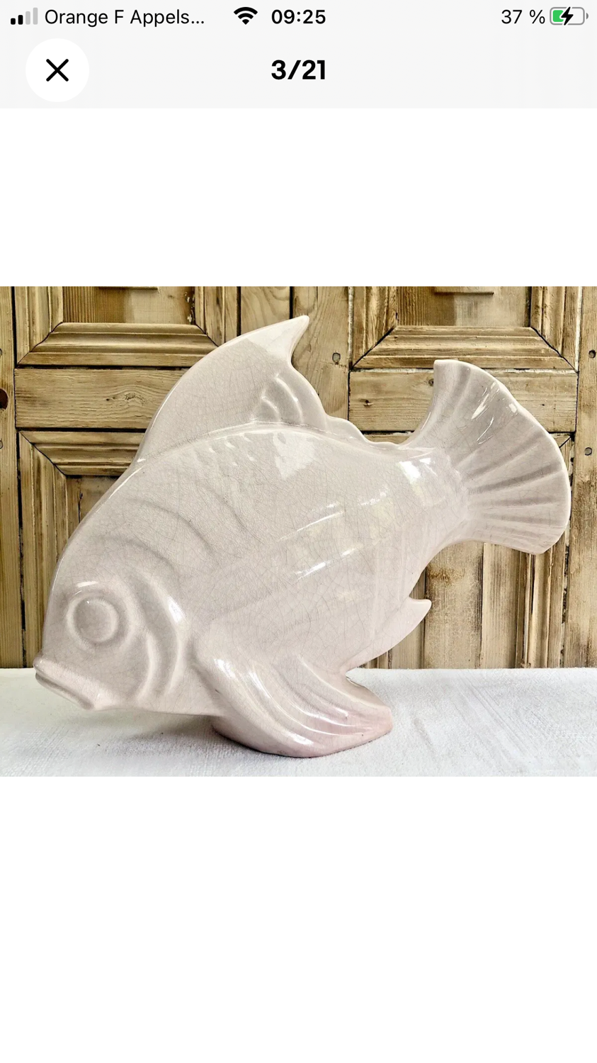 Cracked ceramic fish Art Deco Le Jan