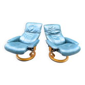 Leather Stressless armchairs by Ekornes, Norway, 1980, set of 2