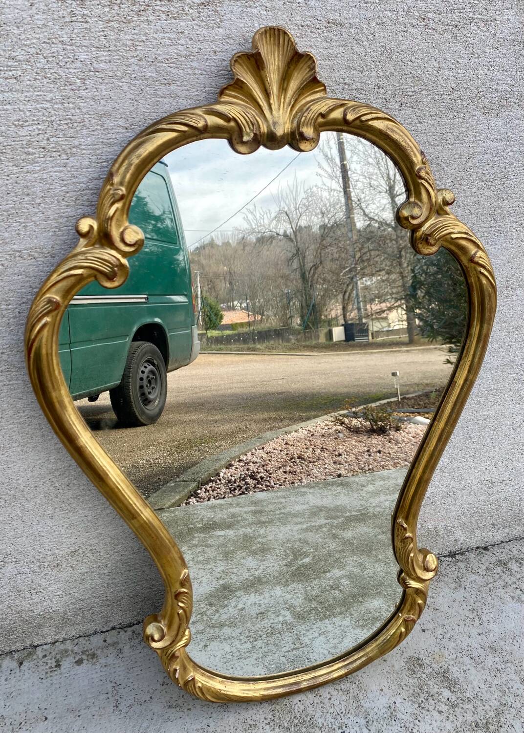 Vintage Louis XV style gilded wood mirror Baroque mirror