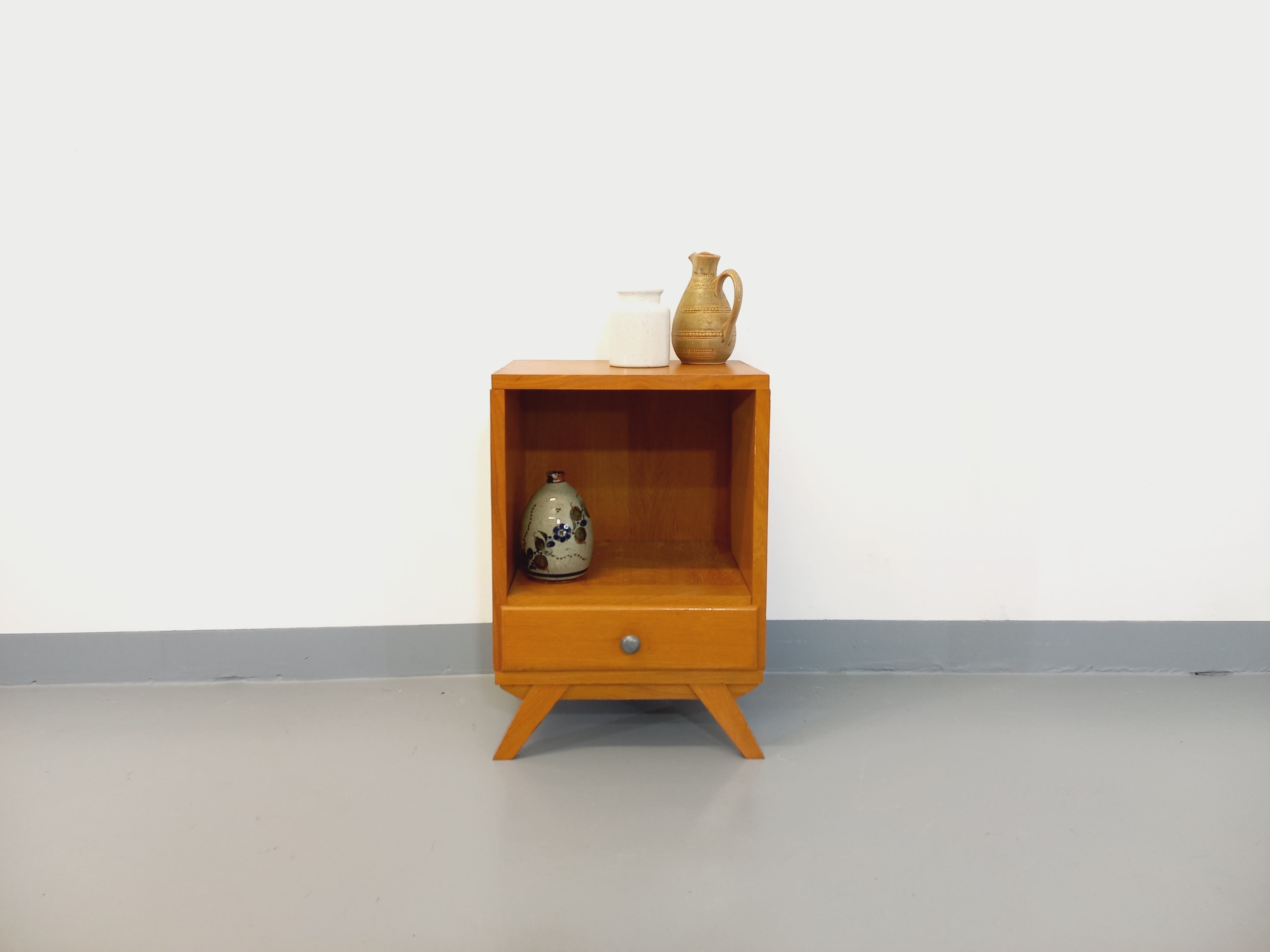 Vintage light wood bedside table from the 40s 50s