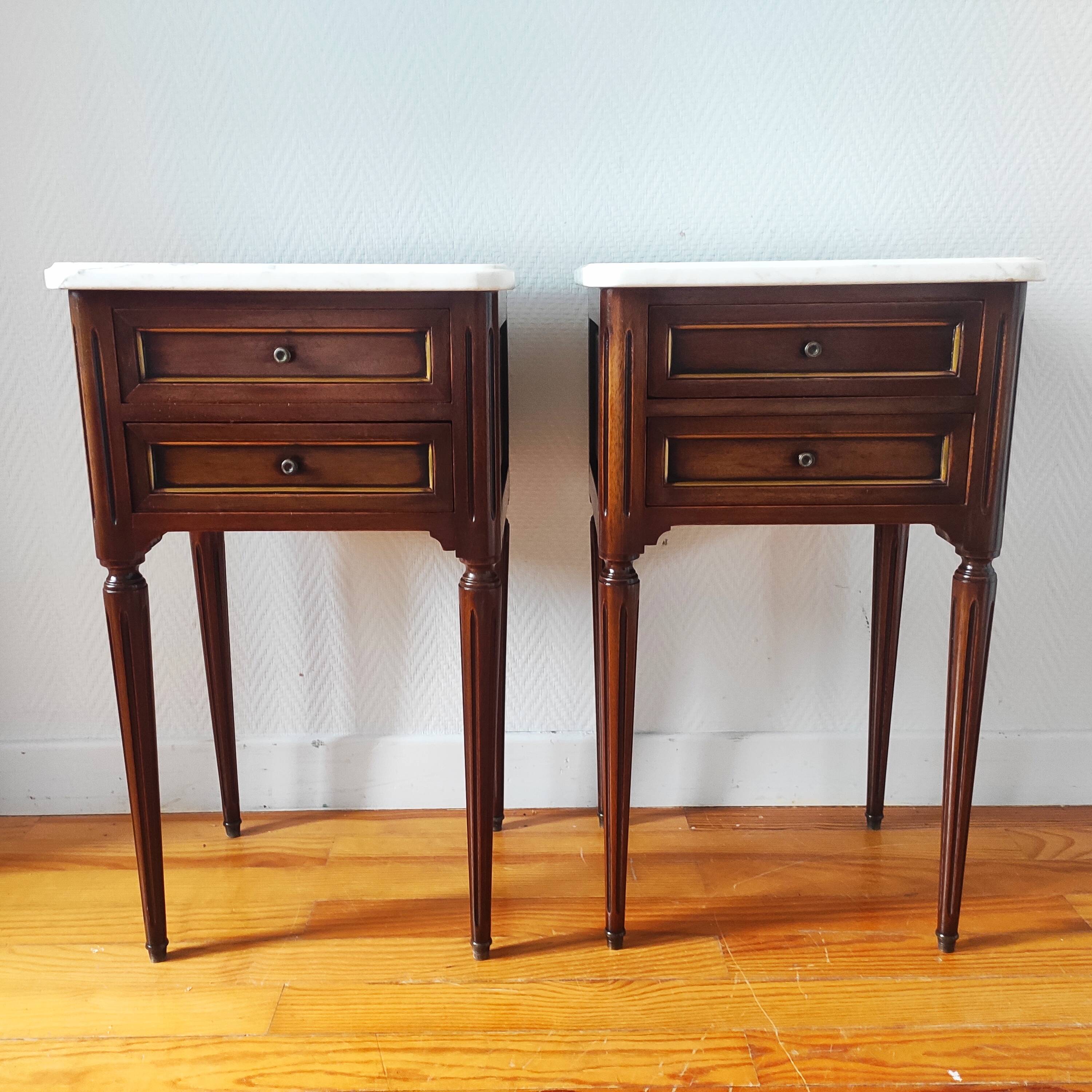 Pair of Louis XVI style bedside tables